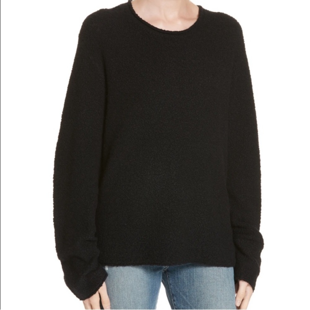 Jenni Kayne Boucle Knit Wool & Cashmere Blend Sweater Black Small